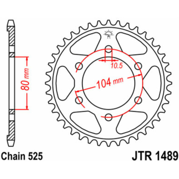 JT SPROCKETS Standard Stahlritzel hinten 1489 - 525 für Kawasaki NINJAZX-10R, NINJAZX-10R, NINJAZX-10RR JTR1489.43 passend für Kawasaki Z  1000 ZRT00AAA 2004, 127 PS, 93 kw