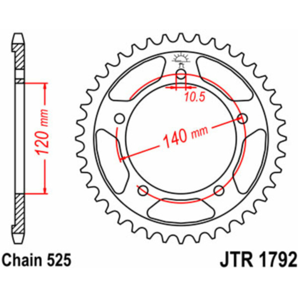 JT SPROCKETS Standard Stahlritzel hinten 1792 - 525 für Triumph, Suzuki, Kawasaki JTR1792.45 passend für Suzuki GSX-R  750 GR7BB 1992, 100/112 PS, 74/82 kw