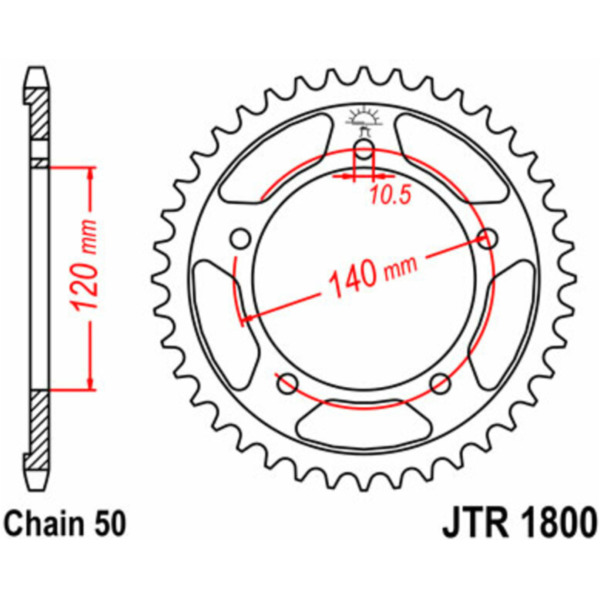 JT SPROCKETS Steel Standard Rear Sprocket 1800 - 530 for Suzuki GSF1200BANDIT, GSF1250BANDIT, GSX1250 Triumph DAYTONA955I, SPRINT955RS, TIGER1050 JTR1800.45