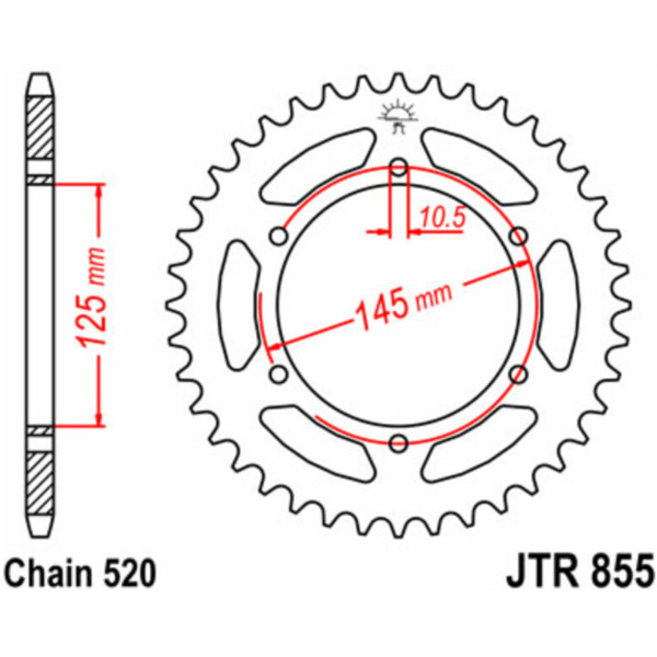 JT SPROCKETS Standard Stahlritzel hinten 855 - 520 für Yamaha MT-03, XJ600N, XJ600SDIVERSION JTR855.48