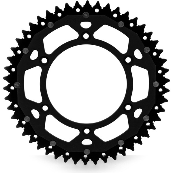 ART Dual-Components Ultraleichtes selbstreinigendes Aluminium-/Stahlritzel hinten 460 - 520 für Kawasaki KDX200, KDX250, KLX250 Suzuki RM-Z250 ART-460-50-BLK