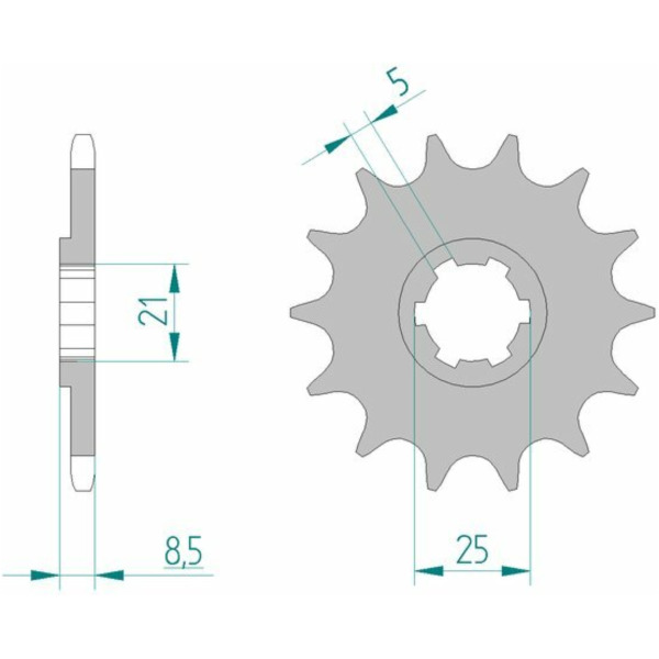 AFAM Steel Standard Front Sprocket 24302 - 520 for Husqvarna CR250, WR250, WR360 Kawasaki KX250, KX500
