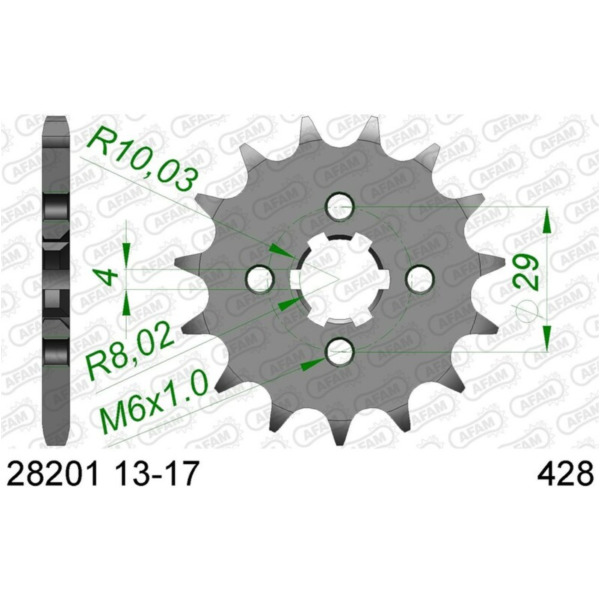 AFAM Standard Stahlritzel vorne 28201 - 428 für Suzuki GP125, GSX-R125, GSX-S125 28201-15