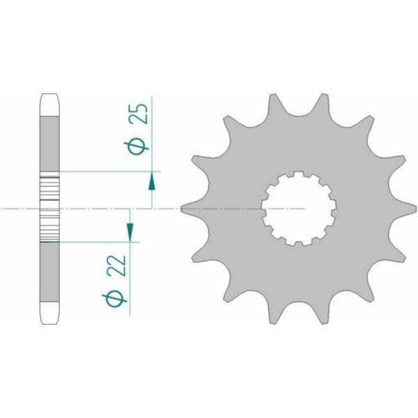 AFAM Standard Stahlritzel vorne 28401 - 525 für Suzuki, Kawasaki, Triumph passend für Suzuki GSX-R  750 GR7BB 1992, 100/112 PS, 74/82 kw