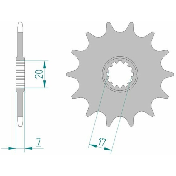 AFAM Steel Standard Front Sprocket 94107 - 415 for Aprilia RS50