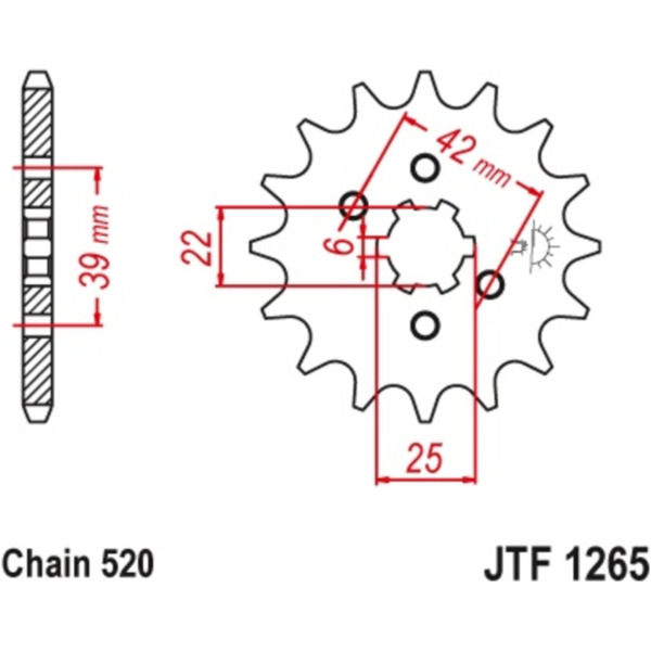 JT SPROCKETS Standard Stahlritzel vorne 1265 - 520 für Honda XL250K, XL250S