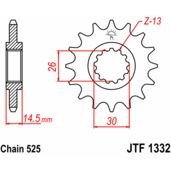 JT SPROCKETS Standard Stahlritzel vorne 1332 - 525 für Honda CB1000R, CB750, RVF750 JTF1332.17