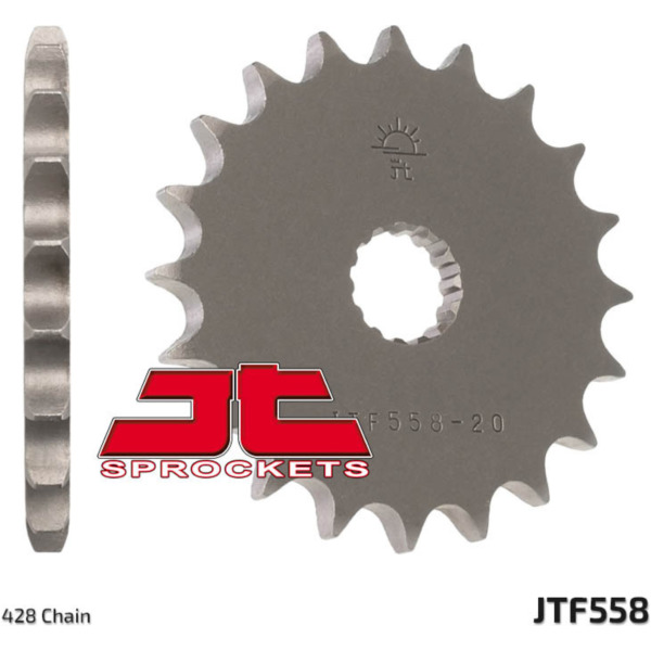 JT SPROCKETS Standard Stahlritzel vorne 558 - 428 für Yamaha, Kawasaki, Derbi 3423 passend für Yamaha DT  125 4BL 1995, 12 PS, 9 kw