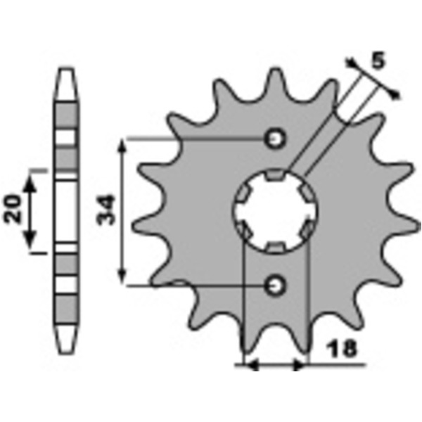 PBR Steel Standard Front Sprocket 264 - 428 for Honda, Kymco, Derbi 264.15.18NC fitting for Honda CA Rebel 125 JC24 1995, 11 PS, 8,1 kw