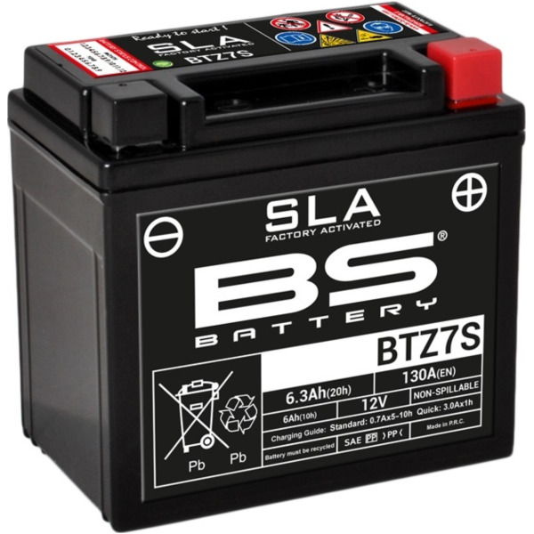 BS BATTERY SLA Battery Maintenance Free Factory Activated - BTZ7S for Husqvarna, Yamaha, Honda