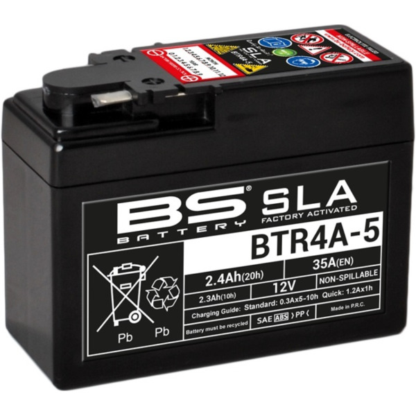 BS BATTERY SLA Wartungsfreie Batterie Werkseitig aktiviert - BTR4A-5 für Honda SJ50BALI, SZX50X8R
