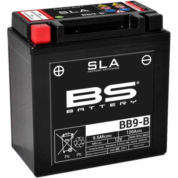 BS BATTERY SLA Battery Maintenance Free Factory Activated - BB9-B for Gilera, Aprilia, Piaggio fitting for Cagiva Mito 7-Gang 125  1991, 31 PS, 23 kw