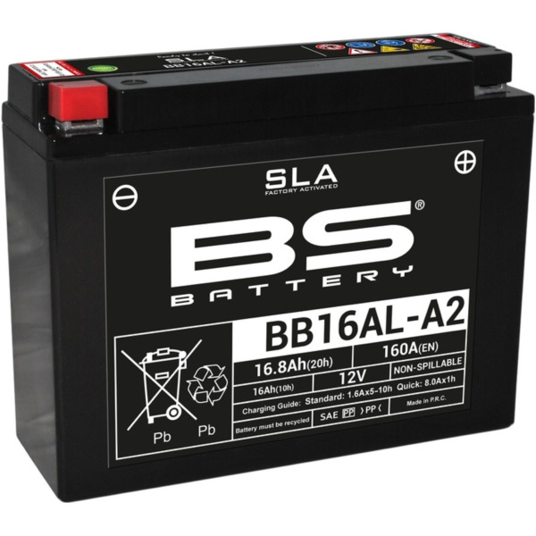 BS BATTERY SLA Wartungsfreie Batterie Werkseitig aktiviert - BB16AL-A2 für Ducati, Yamaha, Cagiva