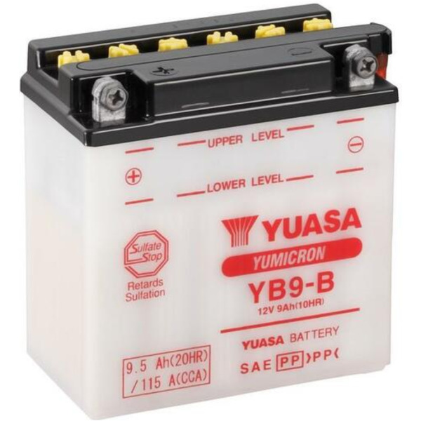 YUASA Konventionelle Batterie ohne Säurepack - YB9-B für Gilera, Aprilia, Piaggio