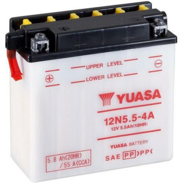 YUASA Battery Conventional without Acid Pack - 12N5.5-4A for Yamaha MT-125, TDR125, TZR125 Cagiva ELEFANT125, ELEFANT200, ROADSTER125