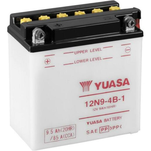 YUASA Konventionelle Batterie ohne Säurepack - 12N9-4B-1 für Honda, Kawasaki, Cagiva