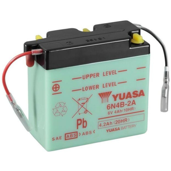 YUASA Konventionelle Batterie ohne Säurepack - 6N4B-2A für Suzuki, Fantic, Kawasaki