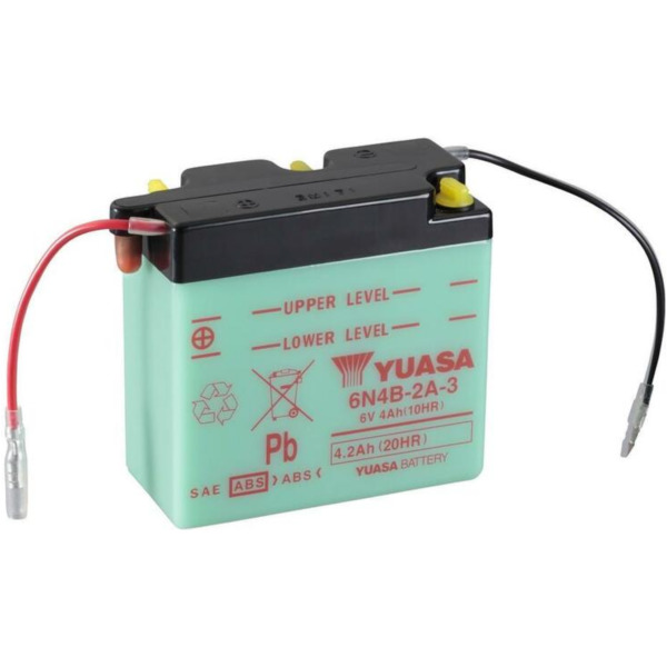 YUASA Konventionelle Batterie ohne Säurepack - 6N4B-2A-3 für Yamaha RD80, RT100 Suzuki DR500