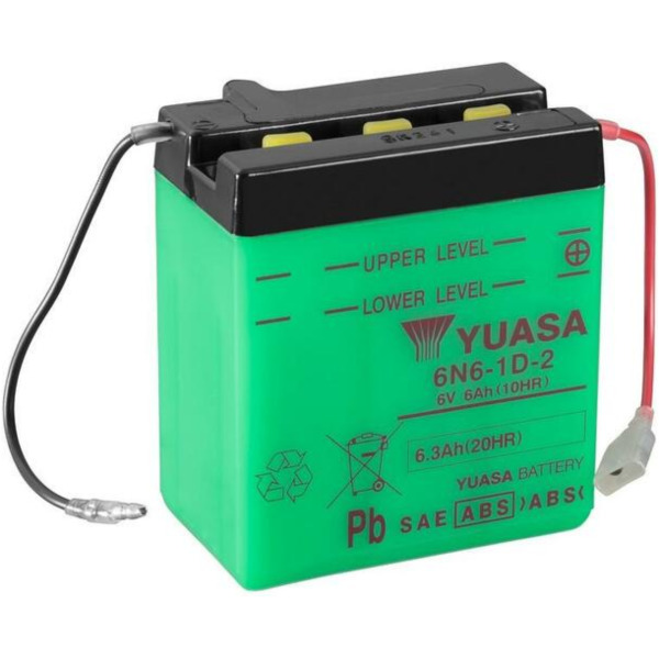 YUASA Konventionelle Batterie ohne Säurepack - 6N6-1D-2 für Kawasaki KH125