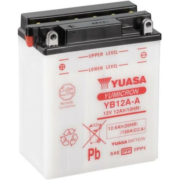 YUASA Battery Conventional without Acid Pack - YB12A-A for Honda, Kawasaki, Yamaha