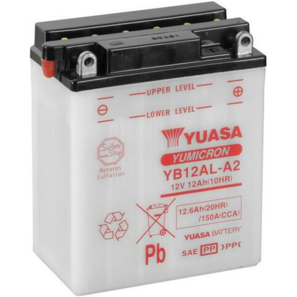 YUASA Battery Conventional without Acid Pack - YB12AL-A2 for Yamaha, Peugeot, Aprilia fitting for Yamaha XV Virago 535 2YL 1996, 44 PS, 32 kw