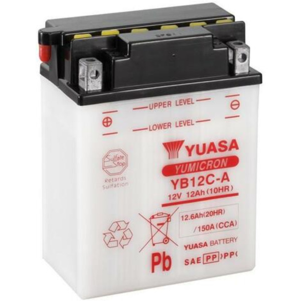 YUASA Battery Conventional without Acid Pack - YB12C-A for Yamaha YFA125BREEZE, YFB250TIMBERWOLF, YFM350WARRIOR