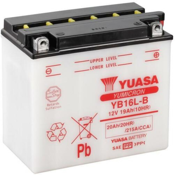 YUASA Konventionelle Batterie ohne Säurepack - YB16L-B für Kawasaki GPZ1100, Z1000