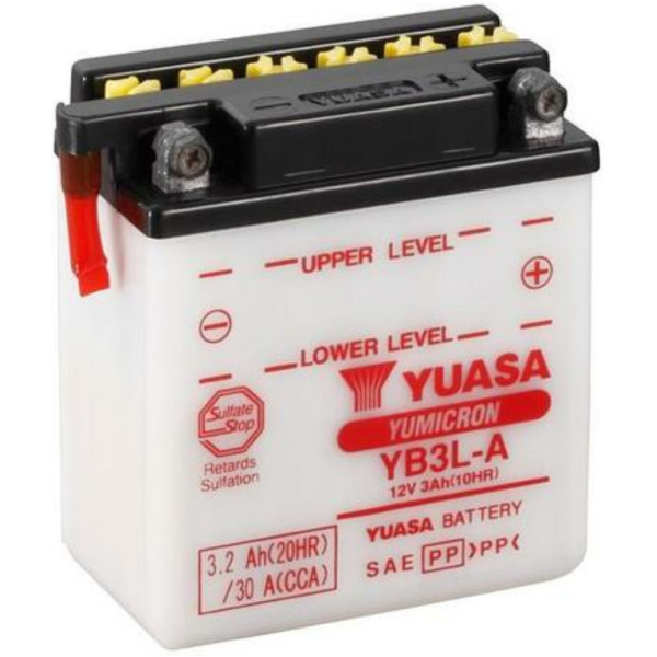 YUASA Konventionelle Batterie ohne Säurepack - YB3L-A für Honda, Kawasaki, Cagiva