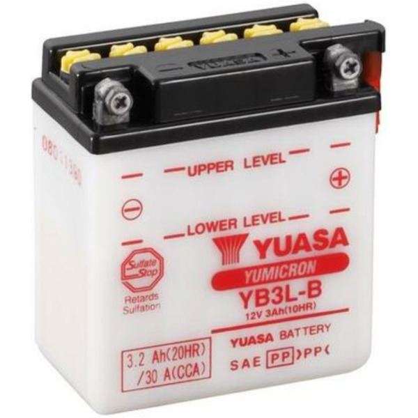 YUASA Battery Conventional without Acid Pack - YB3L-B for Yamaha DT125, DT200, DT80 Kawasaki KH125 fitting for Yamaha DT  125 4BL 1995, 12 PS, 9 kw
