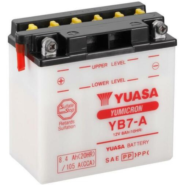 YUASA Battery Conventional without Acid Pack - YB7-A for Mash, Peugeot, Piaggio