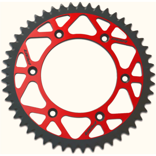 PBR Twin Color Kettenrad Rot/Schwarz 53 Zähne Aluminium ultraleichtes selbstreinigendes Kettenrad Hart eloxiert 520 Pitch Typ 899 für Husqvarna, für: Gas Gas, KTM