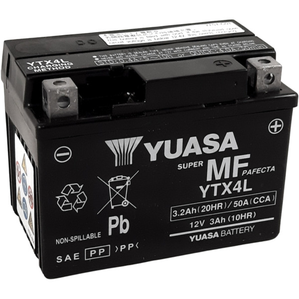 YUASA W/C Battery Maintenance Free Factory Activated - YTX4L FA for KTM, Honda, Rieju