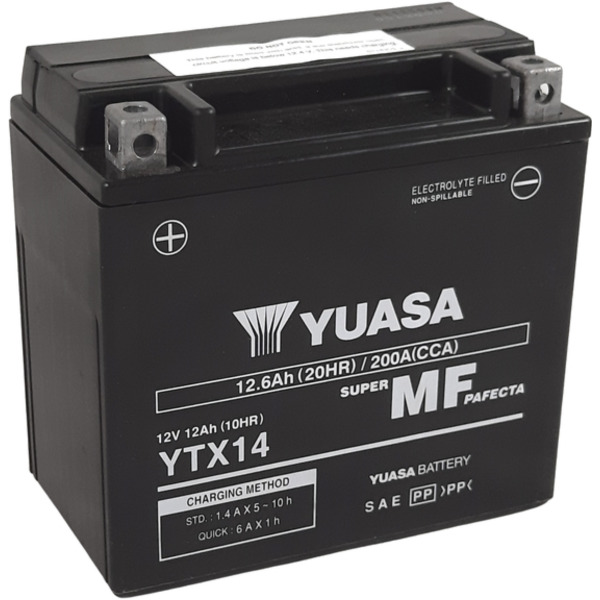YUASA W/C Battery Maintenance Free Factory Activated - YTX14 FA für BMW, Aprilia, Honda passend für Piaggio MP3  400 M64200 2010, 32,6 PS, 24 kw
