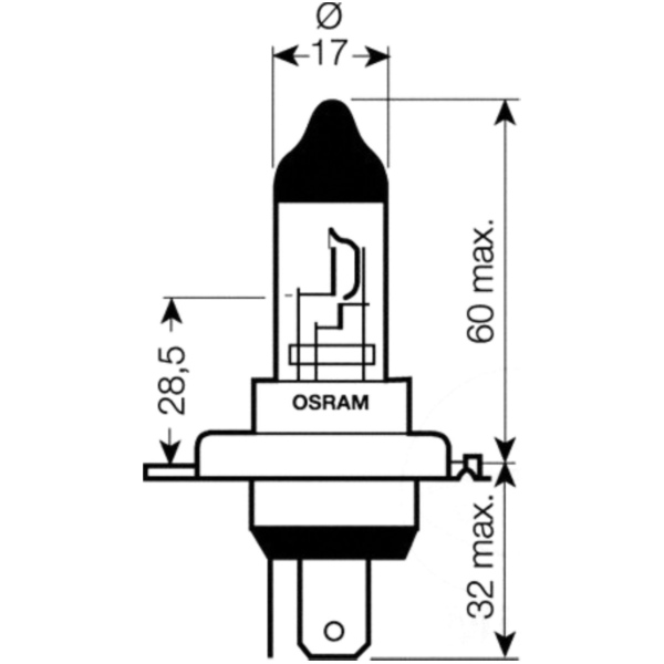 Glühbirne Birne Lampe H4 12V60/55W 64193 passend für Yamaha YZF-R6  600 RJ031 2000, 120 PS, 88 kw