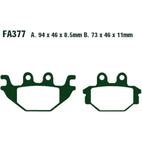 Brake pads sintered r ebc FA377R fitting for Adly/Herchee Hurricane LOF 500  2019, 46/20 PS, 34/15 kw