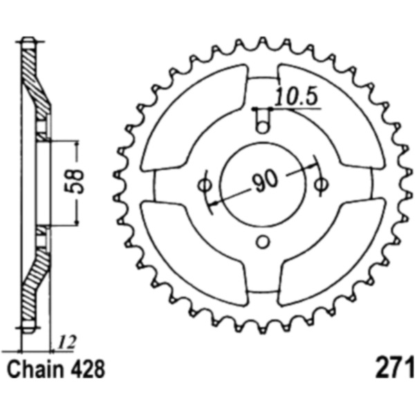 Rear sprocket 50 tooth pitch 428 JTR27150