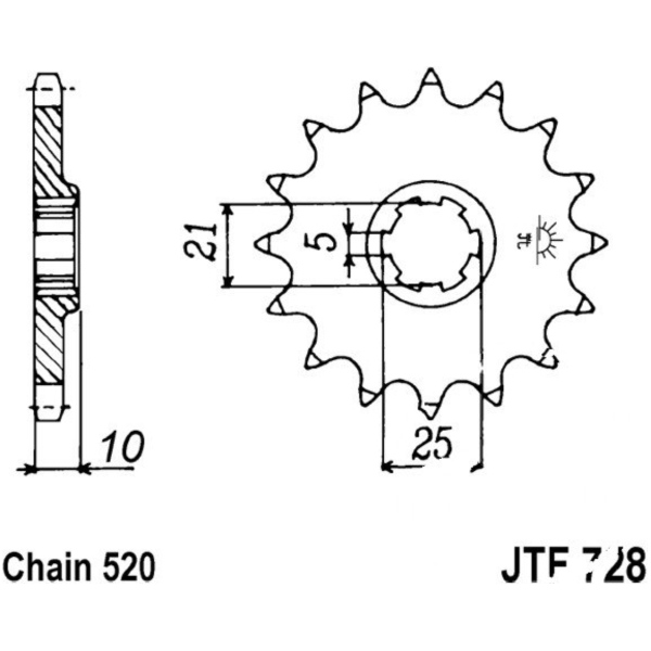 Front sprocket 15tooth pitch 520 JTF72815 fitting for Cagiva Canyon  500 M100AA 1999, 39/34 PS, 29/25 kw