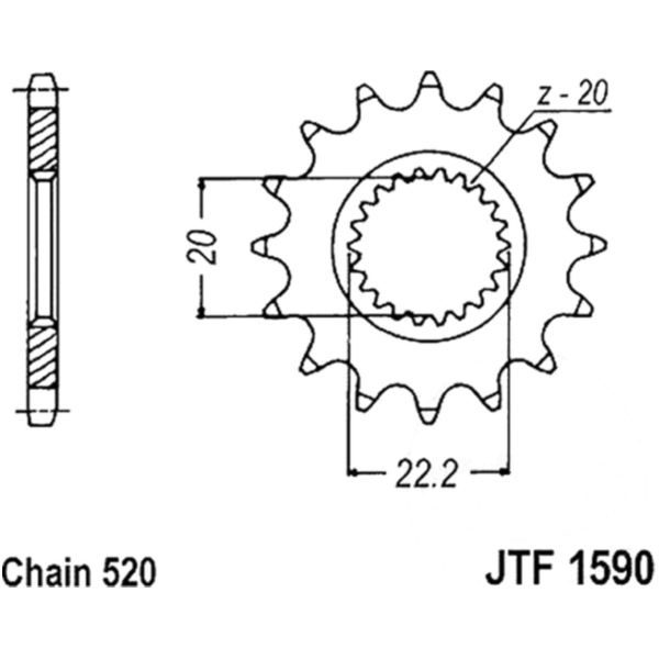 Front sprocket racing 14tooth pitch 520 JTF159014SC fitting for Yamaha WR  250 CG22W 2005, 38,7/28,6 PS, 28,5/21 kw