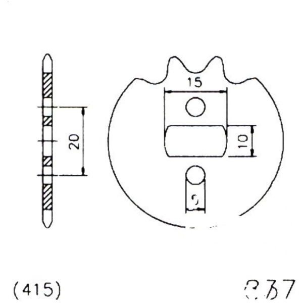 Front sprocket 11tooth pitch 415 20083711 fitting for Zuendapp ZR 30 Speichenrad 50  1978, 2,5 PS, 1,8 kw