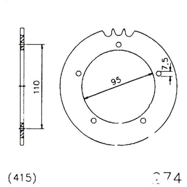 Rear sprocket 42 tooth 415 black