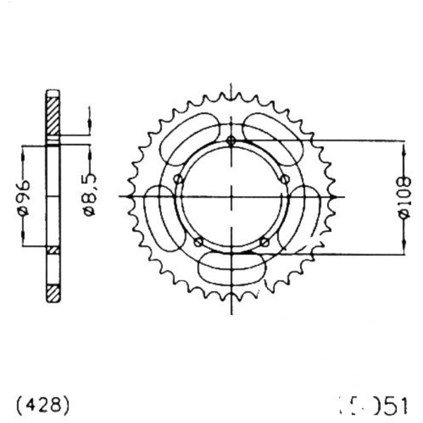 Kettenblatt Kettenrad 49Z Teilung 428 501505149 passend für MZ/MUZ SX  125  2007, 15 PS, 11 kw