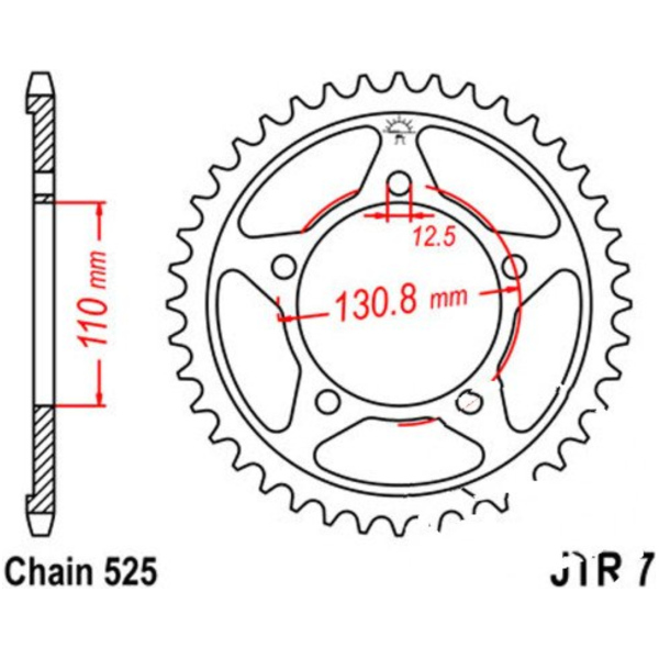 Rear sprocket 45 tooth pitch 525 sil