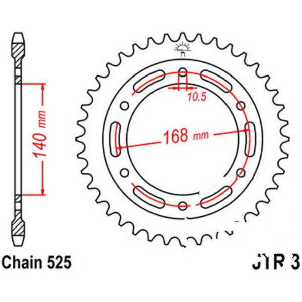 Rear sprocket 41 tooth pitch 525 JTR341 fitting for BMW F 800 ABS ESA 800 4R80/K73 2017, 90 PS, 66 kw