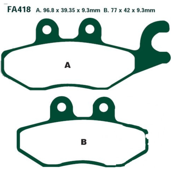 Brake pads scooter sintered hh ebc SFA418HH fitting for Piaggio X10  125 M76100 2012, 15 PS, 11 kw