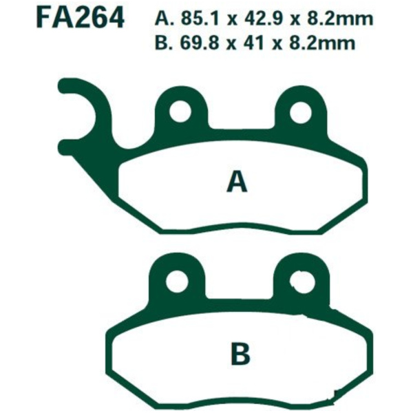 Brake pads carbon scooter ebc SFAC264 fitting for SYM Red Devil  50 BL05W7-G 2007, 4,3 PS, 3,2 kw