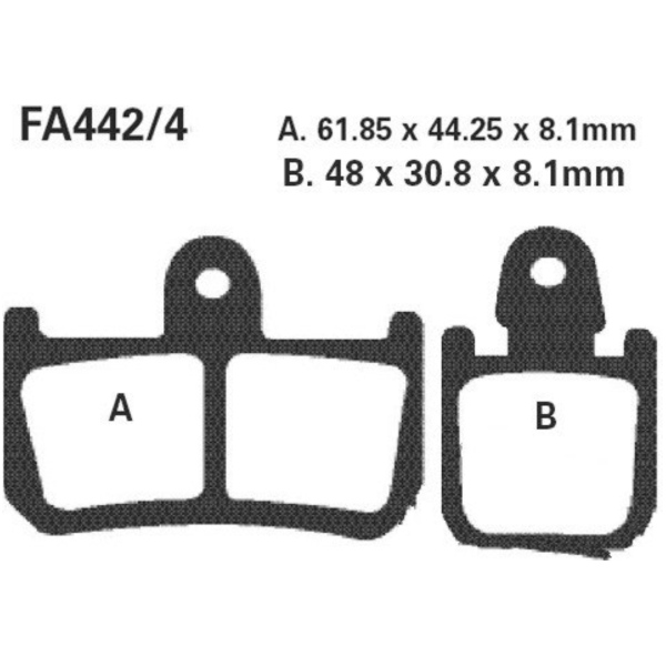 Brake pads std ebc FA4424 fitting for Yamaha YZF-R1  1000 RN225 2013, 182 PS, 134 kw