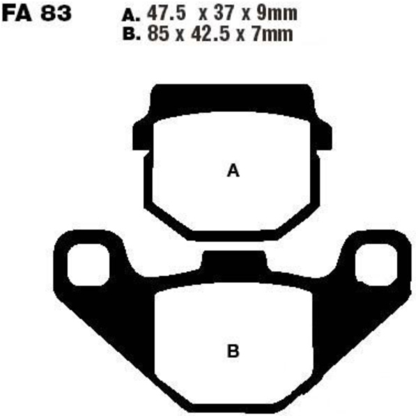 Brake pads sintered r ebc FA083R fitting for Aeon Crossland 2WD 400  2014, 30/18,5 PS, 22/13,6 kw