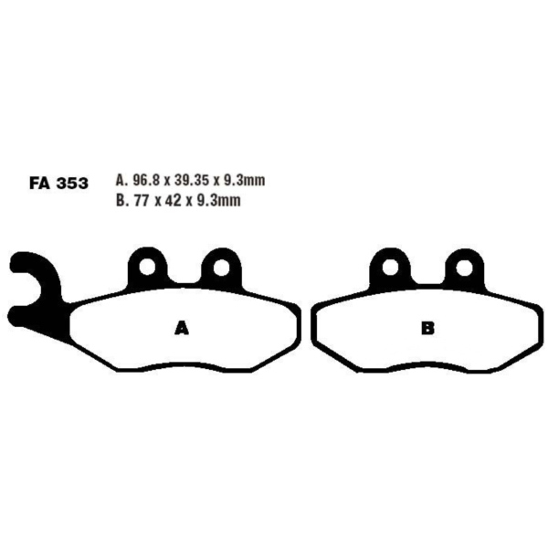 Brake pads carbon scooter ebc SFAC353 fitting for Piaggio TPH Typhoon12 Zoll 50 C501 2011, 4,1 PS, 3 kw