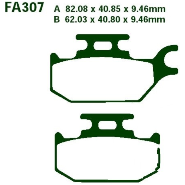 Brake pads sintered r ebc FA307R fitting for Bombardier Traxter  500  2005, 19,5 PS, 14,3 kw