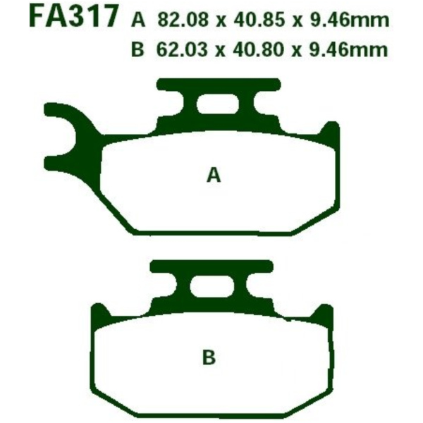 Bremsbeläge Bremsklotz Standard EBC FA317TT passend für Bombardier Traxter  500  2005, 19,5 PS, 14,3 kw